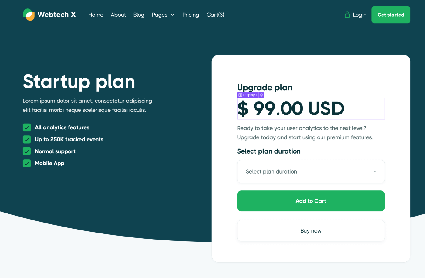 eCommerce Page - Webtech X Webflow Template